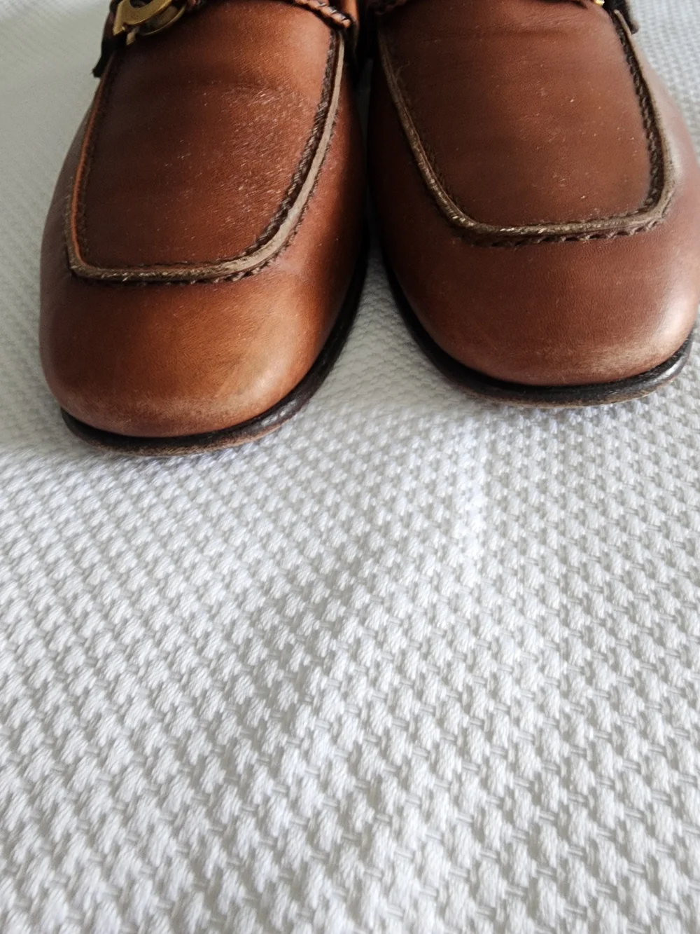 Salvatore Ferragamo Brown Leather Loafers with Gold Buckle Detail